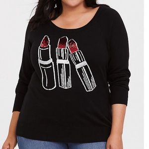 Torrid black lipstick pullover sweater
